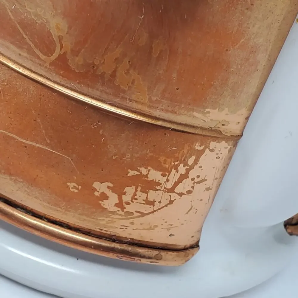 Mid Century Modern Copper insulated white porcelain tea pot 3.5 Cup